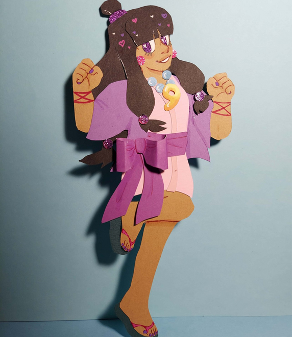 Maya Fey ● paper doll ● 6" × 9" ● content source: Ace Attorney (video game) ● 2020