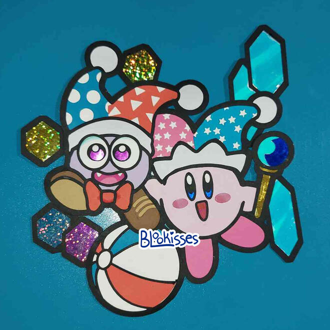 Kirby and Marx ● paper doll ● 8.5" × 8" ● content source: Kirby (video game) ● 2022