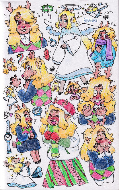 noelle doodle page ● fanart illustration ● content source: Deltarune ● 2025